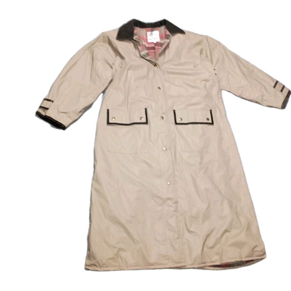 Vintage Misty Harbor Rain Jacket Trench Coat M Slicker Flannel Lining Trenchcoat